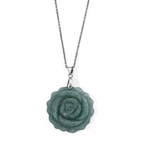 Red Aventurine 50.00 ctw Rose Pendant in Silvertone with Stainless Steel Necklace 20 Inches