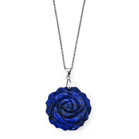 Red Aventurine 50.00 ctw Rose Pendant in Silvertone with Stainless Steel Necklace 20 Inches