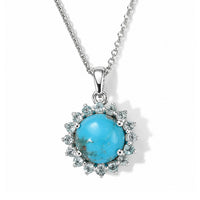 D''Joy AAA Sonoran Turquoise, Blue Apatite Pendant Necklace (20 Inches) in Rhodium Over Sterling Silver 2.30 ctw