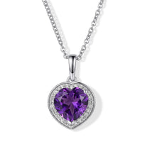 EverTrue African Amethyst and Moissanite 3.20 ctw Pendant in Platinum Bond with Stainless Steel (20 Inches)