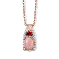 EverTrue Oregon Sunrise Peach Opal and Multi Gemstone 2.30 ctw Pendant in 18K RG Plated with ION Plated RG Stainless Steel Necklace 20 Inches
