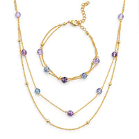 Fluorite 20.40 ctw Bracelet (7.5-9.5In) and Necklace (18-20 Inches) in Goldtone