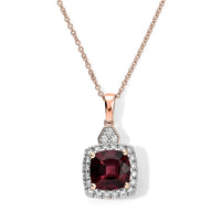 Certified and Appraised 10K Rose Gold AAA Tanzanian Mahenge Garnet, Luxuriant Lab Grown Diamond (G-H, SI) Pendant Necklace (18 Inches) 3.38 ctw