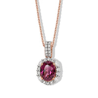 D''Joy Premium Tanzanian Raspberry Garnet, Moissanite Pendant Necklace (18 Inches) in 18K Vermeil RG Over Sterling Silver 2.00 ctw