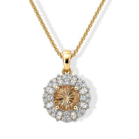 Certified and Appraised D''Joy Premium Hanabi Cut Turkizite, Moissanite Pendant Necklace (18 Inches) in 18K Vermeil YG Over Sterling Silver 2.33 ctw