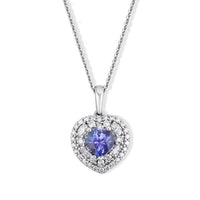 Certified & Appraised D''Joy Premium Tanzanite, Moissanite Pendant Necklace (18 Inches) in Rhodium Over Sterling Silver 1.70 ctw