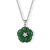 D''Joy Green Jade (D) and Moissanite 7.90 ctw Pendant Necklace in Rhodium Over Sterling Silver 18 Inches