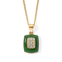 D''Joy Green Jade and Lab Grown Diamond 4.50 ctw Pendant Necklace in 18K YG Plated Sterling Silver 18 Inches