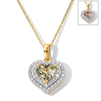 Certified and Appraised D''Joy Premium Turkizite, Moissanite Heart Pendant Necklace (18 Inches) in 18K Vermeil YG Over Sterling Silver 2.00 ctw