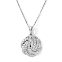 D''Joy Bond Collection Moissanite Pendant Necklace in Rhodium Over Sterling Silver (20 Inches) 0.65 ctw