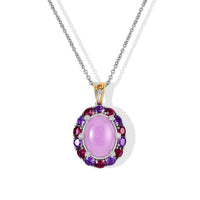 EverTrue Kunzite and Multi Gemstone 13.75 ctw Pendant in 18K YG Plated and Platinum Bond with Stainless Steel Necklace 20 Inches