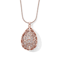 Austrian Crystal Teardrop Pendant Necklace (29.50-31.50 Inches) in Goldtone