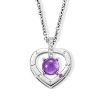 Amethyst and Simulated Diamond 0.55 ctw Pendant in Silvertone with Stainless Steel Necklace (20 Inches)