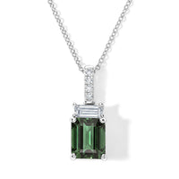 10K White Gold AAA Mint Tourmaline, Luxuriant Lab Grown Diamond (G, VS) (0.28 cts) Pendant Necklace (20 Inches) 2.10 ctw