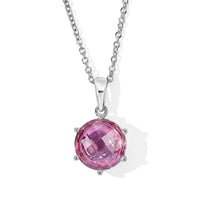 EverTrue Simulated Pink Diamond Pendant Necklace (20 Inches) in Stainless Steel