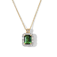 Certified & Appraised 10K Yellow Gold AAA Sapo Tourmaline, Luxuriant Lab Grown Diamond (G-H, SI) (0.24 cts) Pendant Necklace (18 Inches) 1.90 ctw