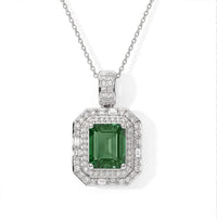 Luxoro 14K White Gold AAA Mint Tourmaline, Diamond (I2) (0.60 cts) Pendant Necklace (20 Inches) 4.10 ctw