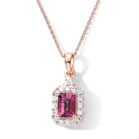 D''Joy Concave Cut Premium Tanzanian Raspberry Garnet, Moissanite Pendant Necklace (20 Inches) in 18K Vermeil RG Over Sterling Silver 1.40 ctw