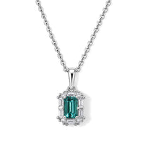 D''Joy AAA Monte Belo Indicolite, Moissanite Pendant Necklace (20 Inches) in Rhodium Over Sterling Silver 0.50 ctw
