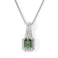 D''Joy AAA Mint Tourmaline and Moissanite 0.80 ctw Pendant Necklace in Rhodium Over Sterling Silver 20 Inches