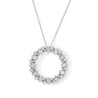 D''Joy Moissanite 5.00 ctw Pendant Necklace in Rhodium Over Sterling Silver 20 Inches