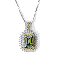 D''Joy Green Moissanite and Multi Gemstone 2.60 ctw Pendant Necklace in Rhodium Over Sterling Silver 20 Inches
