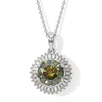 D''Joy Green and White Moissanite 6.75 ctw Pendant Necklace in Rhodium Over Sterling Silver 20 Inches