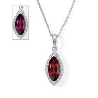Certified and Appraised D''Joy Premium Usambara Color Change Garnet, Moissanite Pendant Necklace (18 Inches) in Rhodium Over Sterling Silver 2.50 ctw