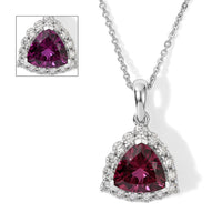 D''Joy Premium Usambara Color Change Garnet, Moissanite Pendant Necklace (18 Inches) in Rhodium Over Sterling Silver 2.55 ctw