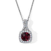 D''Joy Usambara Color Change Garnet and  Moissanite Pendant Necklace (18 Inches) in Rhodium Over Sterling Silver 2.30 ctw