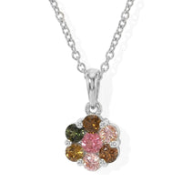 EverTrue Premium Multi-Tourmaline 1.40 ctw Pendant in Platinum Bond with Stainless Steel Necklace 20 Inches