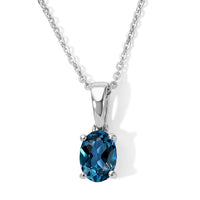 D''Joy London Blue Topaz 0.85 ctw Pendant Necklace in Rhodium Over Sterling Silver 20 Inches