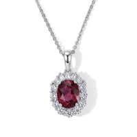 D''Joy Premium Usambara Color Change Garnet, Moissanite Pendant Necklace (18 Inches) in Rhodium Over Sterling Silver 2.10 ctw