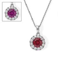 D''Joy Usambara Color Change Garnet, Moissanite Pendant Necklace in Rhodium Over Sterling Silver (18 Inches) 2.20 ctw