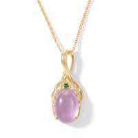 EverTrue Kunzite and Chrome Diopside 14.75 ctw Pendant in 18K YG Plated with ION Plated YG Stainless Steel Necklace 20 Inches