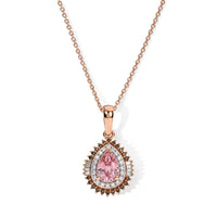 D''Joy Premium Pink Tourmaline, Natural Champagne and White Diamond (0.32 cts) Pendant Necklace (20 Inches) in 18K Vermeil RG Over Sterling Silver 0.90 ctw