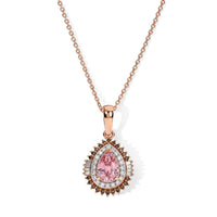 D''Joy Premium Pink Tourmaline, Natural Champagne and White Diamond (0.32 cts) Pendant Necklace (20 Inches) in 18K Vermeil RG Over Sterling Silver 0.90 ctw