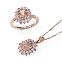 D''Joy Premium Marropino Morganite, Multi Gemstone Pendant Necklace (20 Inches) in 18K Vermeil RG Over Sterling Silver 1.90 ctw