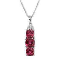 D''Joy Premium Tanzanian Raspberry Garnet, Moissanite Pendant Necklace (18 Inches) in Rhodium Over Sterling Silver 4.60 ctw