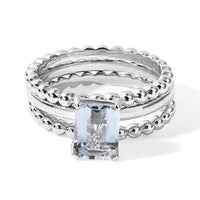D''Joy Premium Mangoro Aquamarine 1.40 ctw Set of 3 Ring in Rhodium Over Sterling Silver (Size 7.0)
