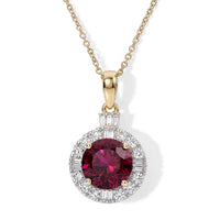 Certified & Appraised 10K Yellow Gold AAA Usambara Color Change Garnet, Luxuriant Lab Grown Diamond (GH, SI) (0.53 cts) Pendant Necklace (18 Inches) 3.50 ctw