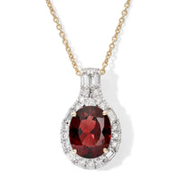 Certified & Appraised 10K Yellow Gold AAA Usambara Color Change Garnet, Luxuriant Lab Grown Diamond (GH, SI) (0.40 cts) Pendant Necklace (18 Inches) 3.90 ctw