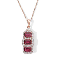 D''Joy Premium Usambara Color Change Garnet, Moissanite Pendant Necklace (18 Inches) in 18K Vermeil RG Over Sterling Silver 2.55 ctw