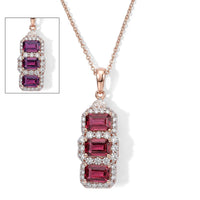 D''Joy Premium Usambara Color Change Garnet, Moissanite Pendant Necklace (18 Inches) in 18K Vermeil RG Over Sterling Silver 2.55 ctw