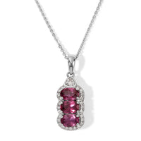 D''Joy Premium Usambara Color Change Garnet, Moissanite Pendant Necklace (18 Inches) in Rhodium Over Sterling Silver 2.00 ctw