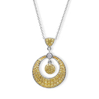 D''Joy Natural Yellow Diamond (I3) 0.50 ctw Pendant Necklace (18 Inches) in Rhodium Over Sterling Silver