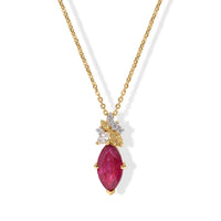 GP Premium African Ruby and White Zircon 2.40 ctw Pendant Necklace (20 Inches) in 18K Vermeil Yellow Gold Over Sterling Silver