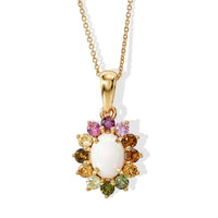 D''Joy Ethiopian Welo Opal and Multi Tourmaline 1.40 ctw Pendant in 18K YG Over Sterling Silver with ION Plated YG Stainless Steel Necklace 20 Inches