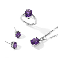 3 Piece Set -  Earring,Ring,Pendant with Chain (Size 20) in Platinum Over Stainless Steel 8.90 ctw