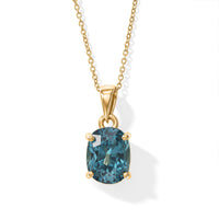 Luxoro 10K Yellow Gold AAAA Cambodian Blue Zircon Pendant Necklace (20 Inches) 4.50 ctw